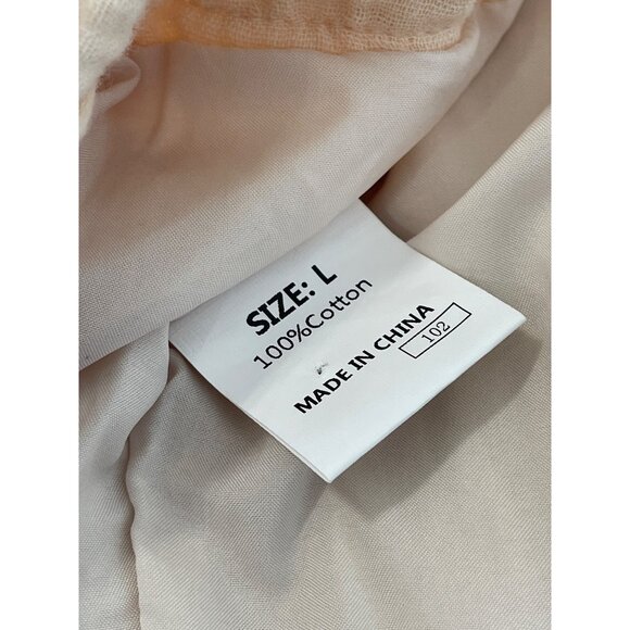 Gauze Pants Size Large Beige Elastic Waist Drawstring Crinkle Lightweight Casual - Picture 4 of 6